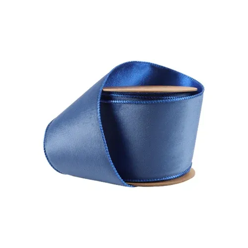 4"X10YD WIRED BLUE VELVET RIBBON