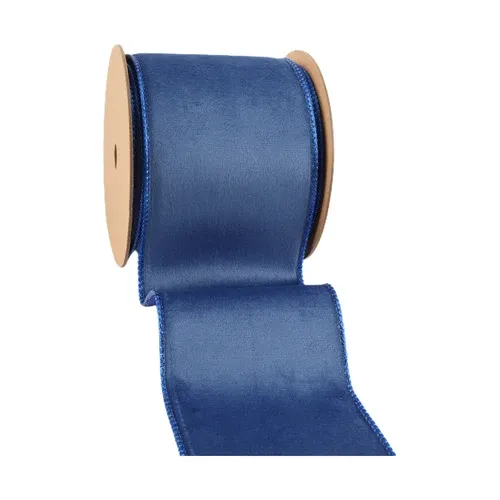 4"X10YD WIRED BLUE VELVET RIBBON