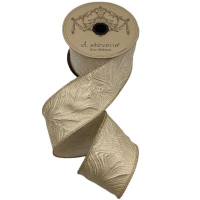 2.5" x 10yds jacquard waves, ivory/gold
