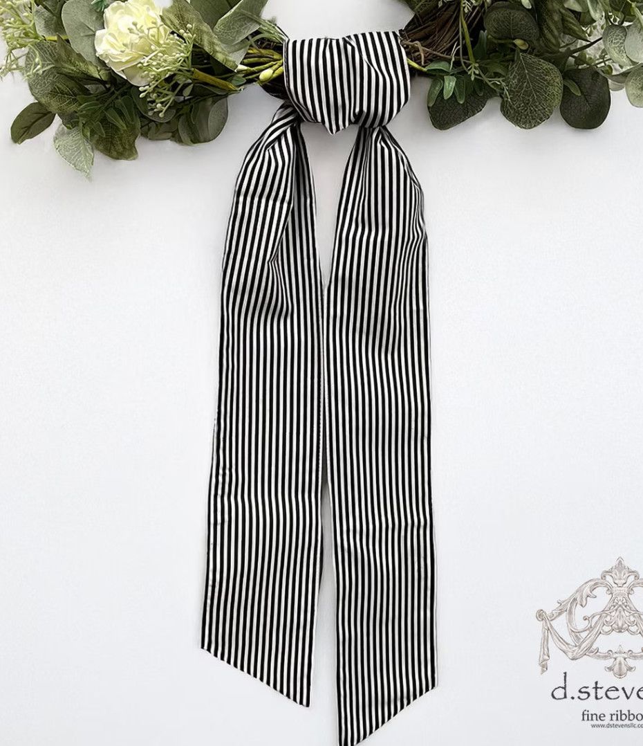 4" x 56" satin stripe sash, black white