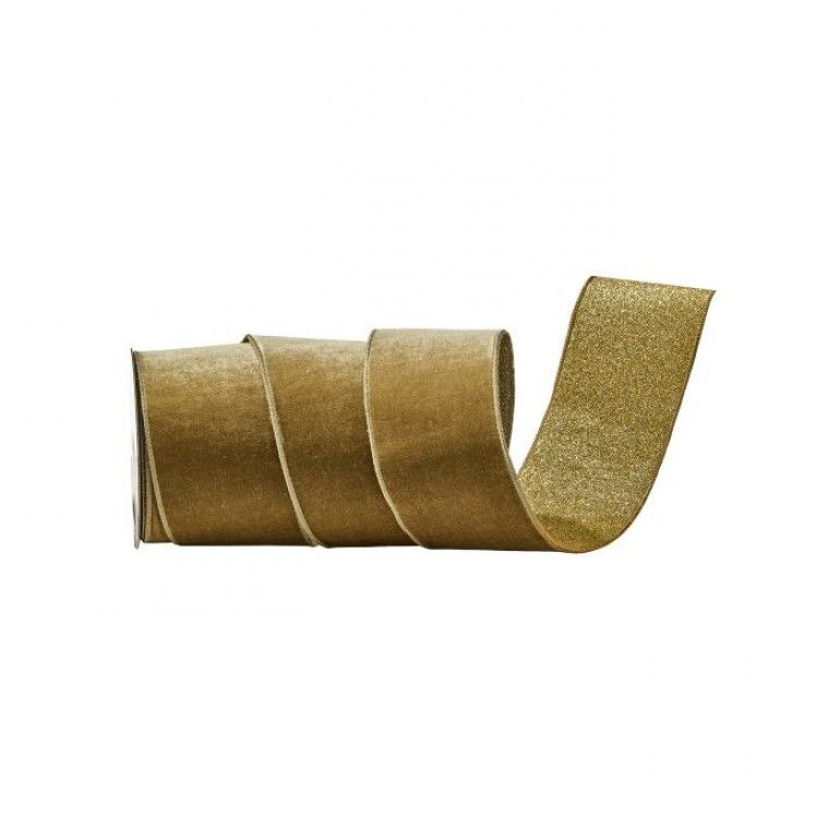 4 "X10Y TAUPE VELVET W/GLITTER BACKING RIBBON