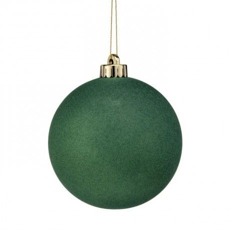 5" GREEN FLOCKED SHATTERPROOF ORNAMENT EACH