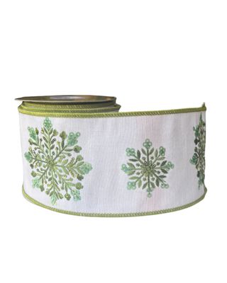 4"W5YD EMBROIDERED SNOWFLAKE RIBBON