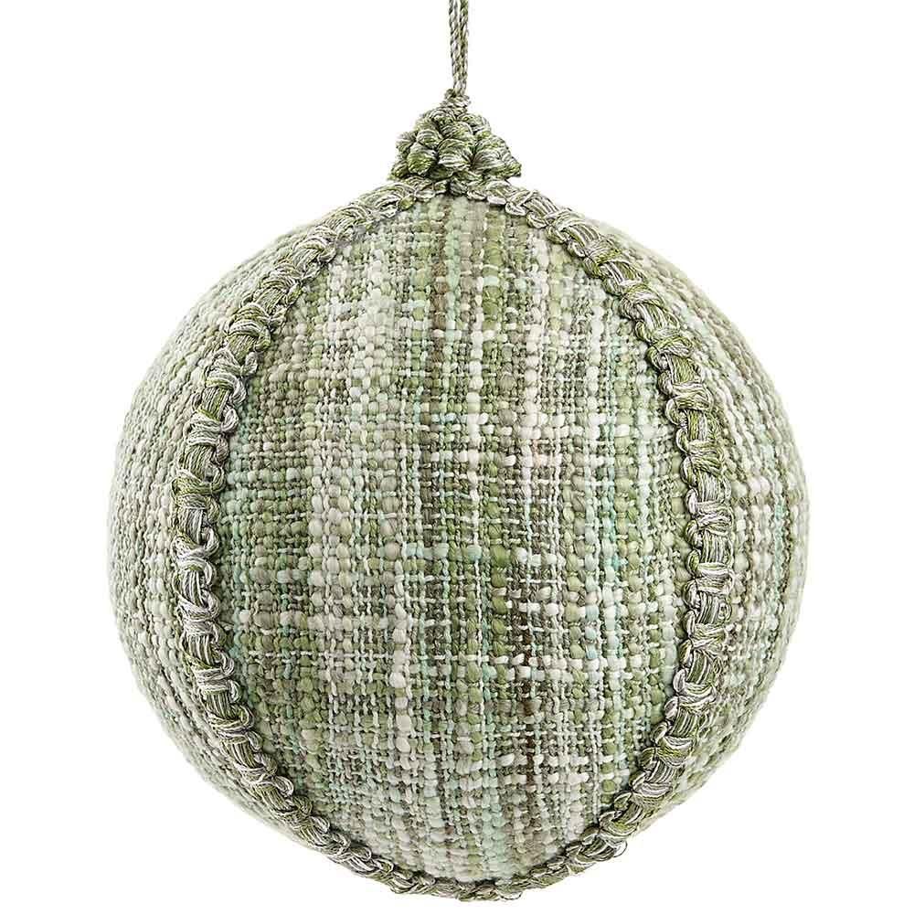 6" GREEN COTTON SLUB BALL ORNAMENT