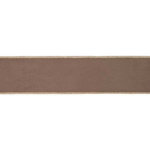 2 1/2" Wired Velvet Ribbon | Brown w/ Gold Metallic Backing | 10 Yard Roll