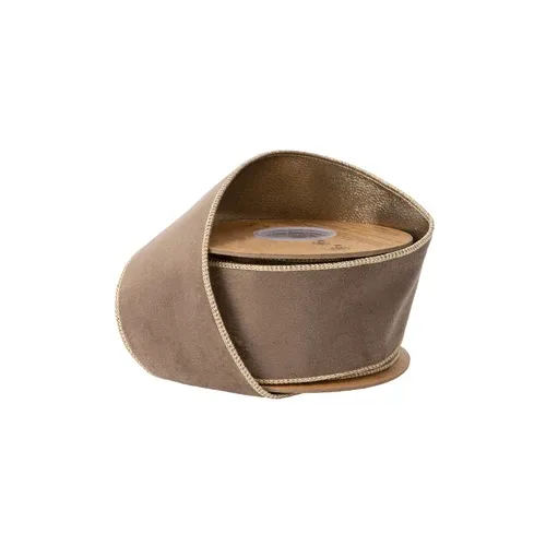 2 1/2" Wired Velvet Ribbon | Brown w/ Gold Metallic Backing | 10 Yard Roll