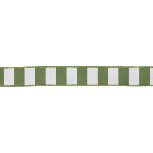1 1/2"X10YD Wired Ribbon | Green Horizontal Stripe w/ Green Backing