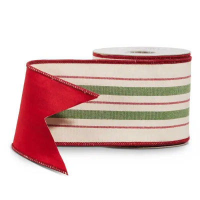 4" X 10 Yds Yuletide Stripes Wired Ribbon