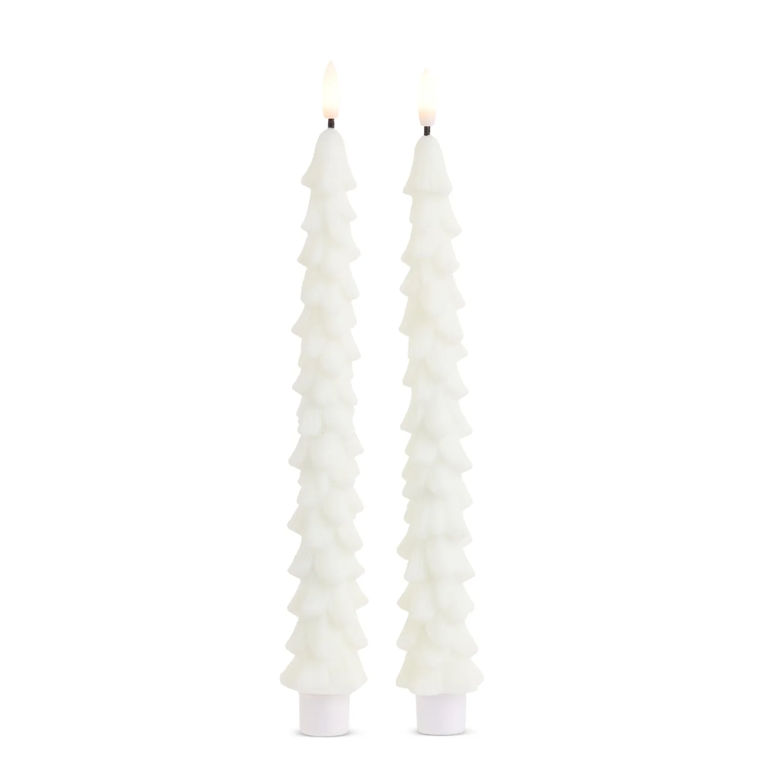 8.5" Glittered White Tree Taper Candles