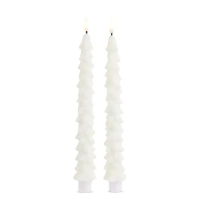 8.5" Glittered White Tree Taper Candles