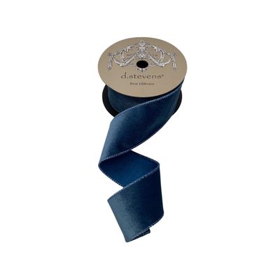2.5" x 10yds velvet matching satin back, dusty blue