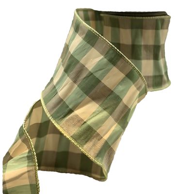 4" x 10yds sun valley check, olive-gold
