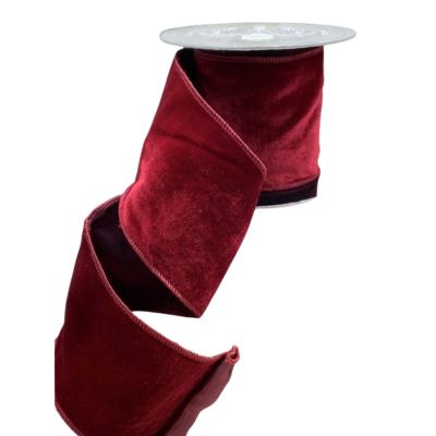4" x 10yds velvet, taffeta, burgundy-dark red