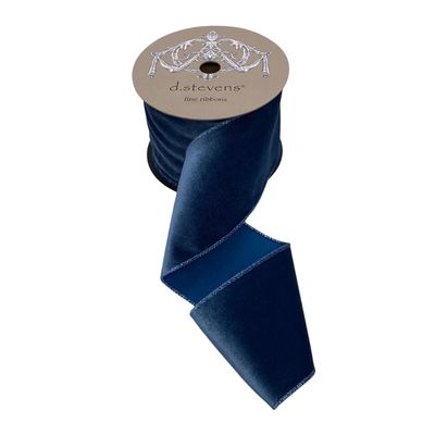 4" x 10yds velvet matching satin back, dusty blue
