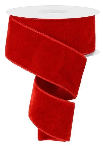 2.5"X10YD DELUXE VELVET/SATIN BACK RED