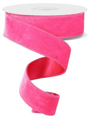 1.5"X10YD DELUXE VELVET/SATIN BACK HOT PINK