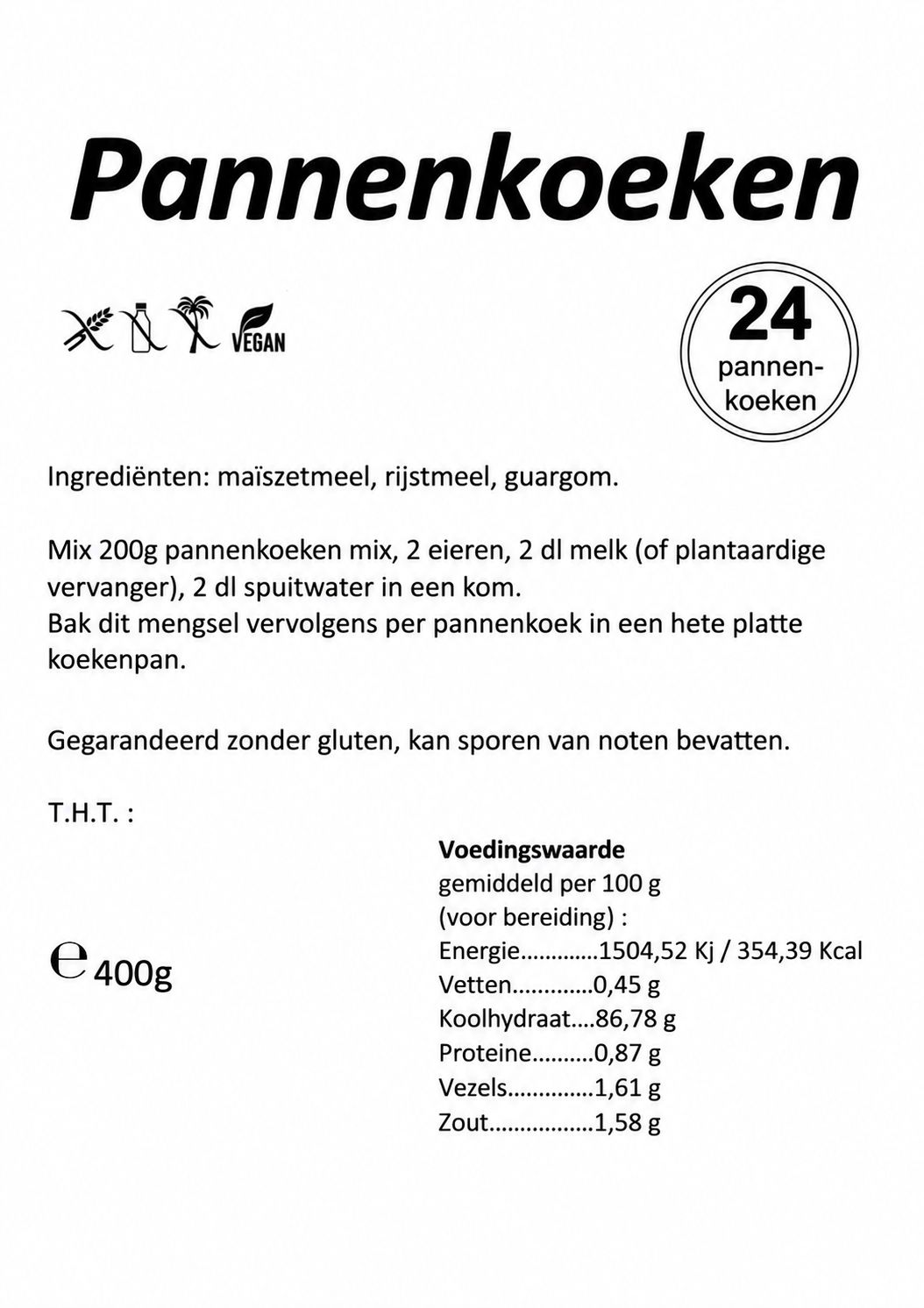 Pannenkoeken mix - voor 24 stuks