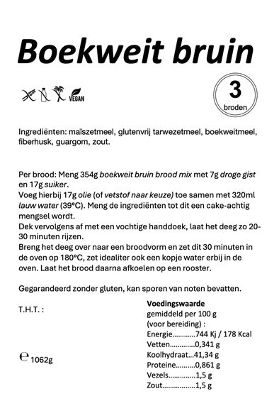 Boekweit bruin brood mix - voor 3 broden