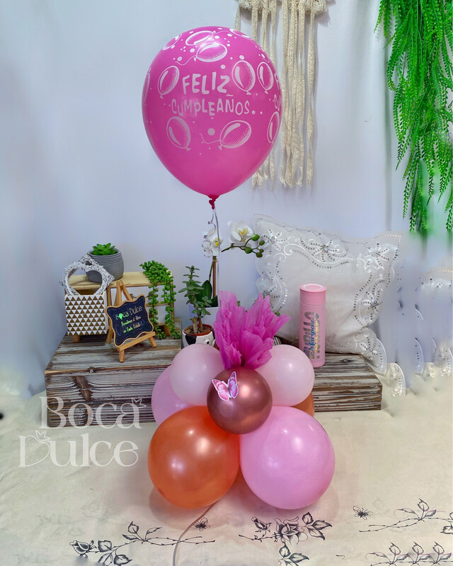 Arreglo Cuarteto Globos + Globo de Látex Con Helio
