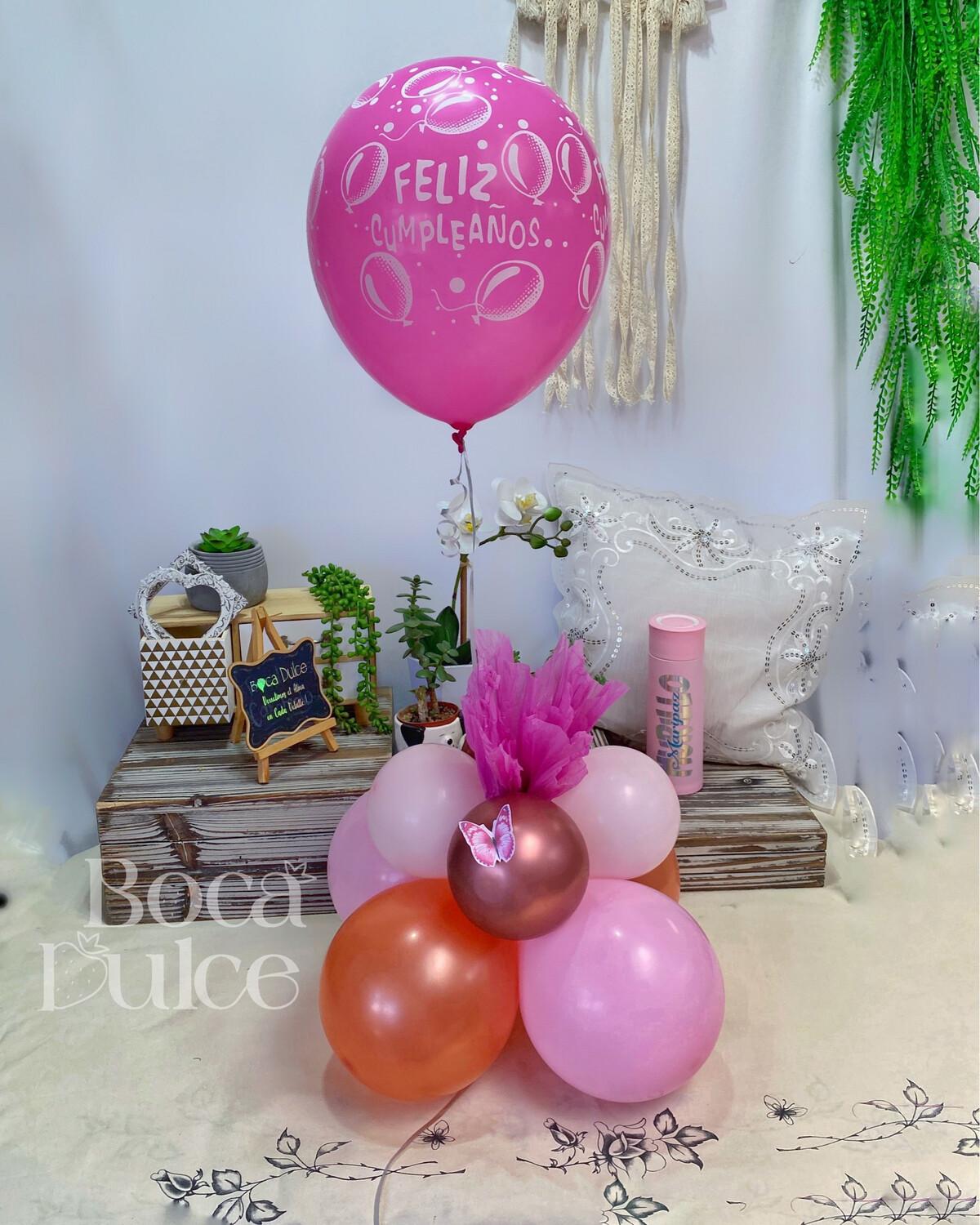 Arreglo Cuarteto Globos + Globo de Látex Con Helio