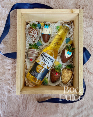 Caja Cristal con Fresas y Cerveza