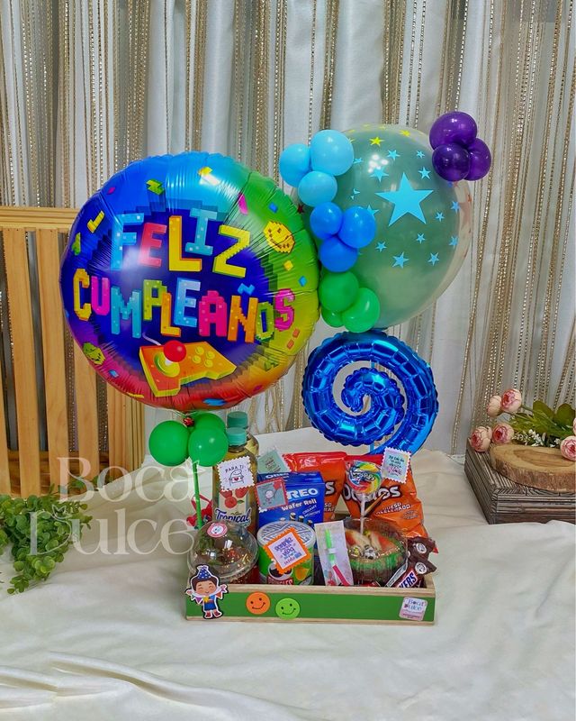 Fiesta Celebración a lo Grande – Caja Festiva con Globos, Minicake y Bebida | Boca Dulce