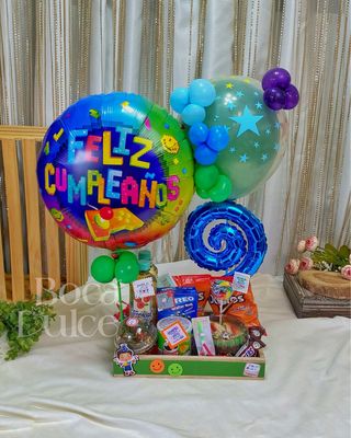 Fiesta Celebración a lo Grande – Caja Festiva con Globos, Minicake y Bebida | Boca Dulce