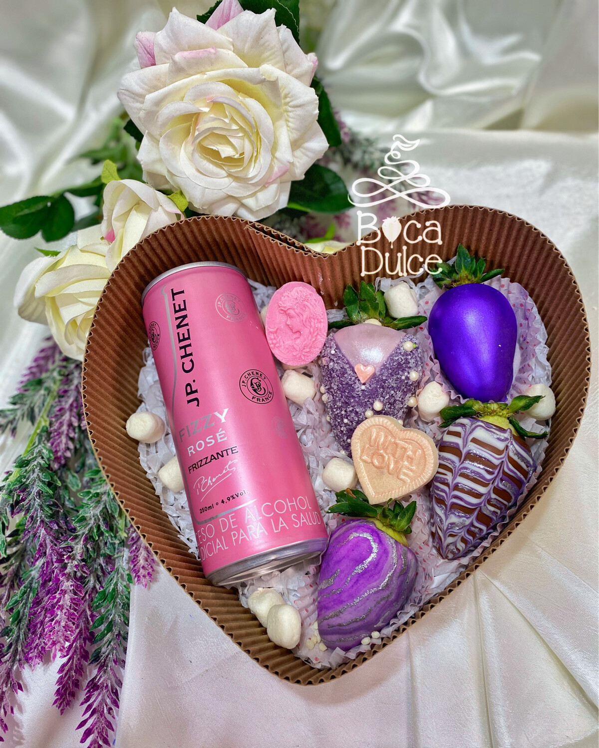 Caja Love Heart: Fresas o Pops y Bebida