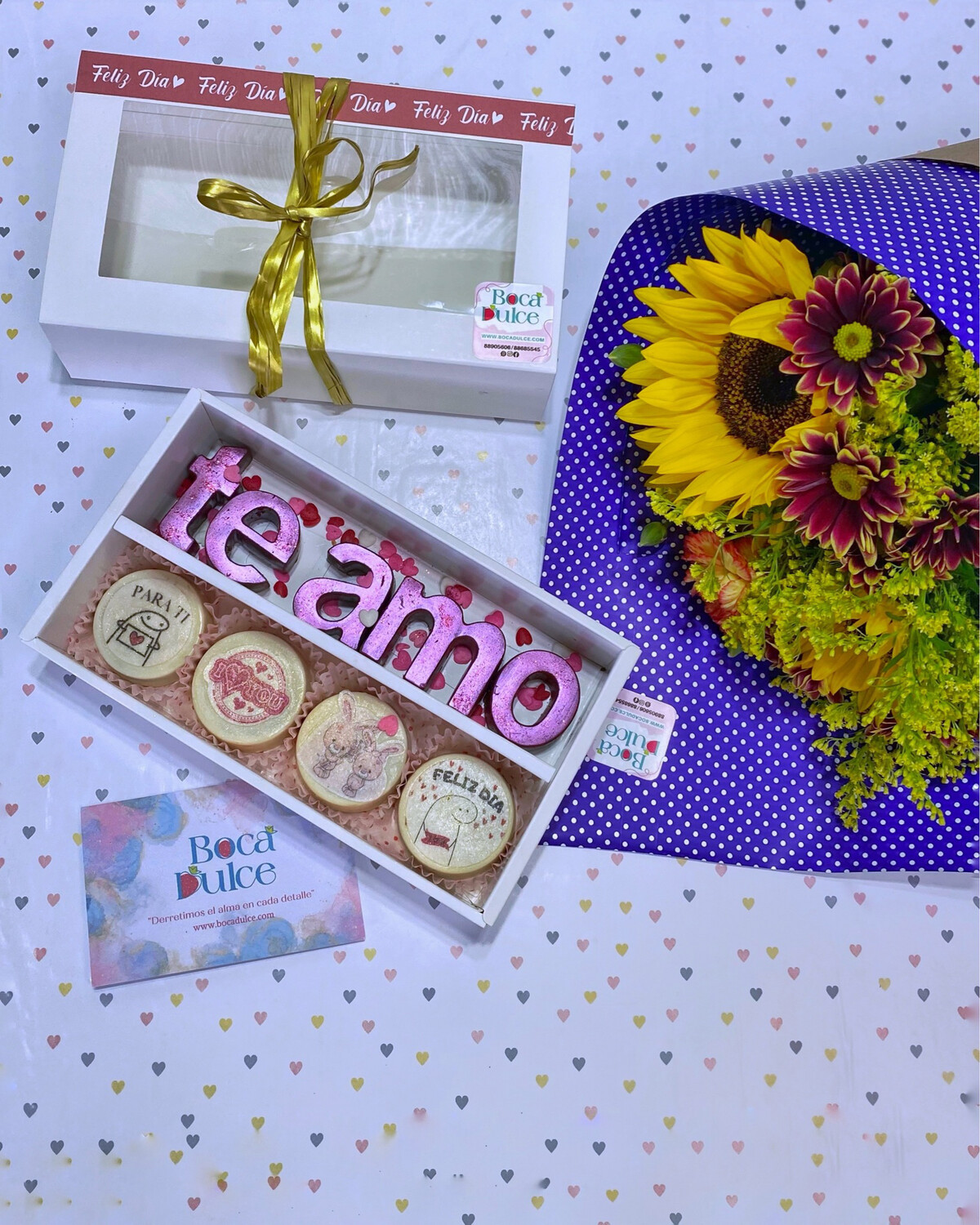 Caja con Letras de Chocolate y Oreo
