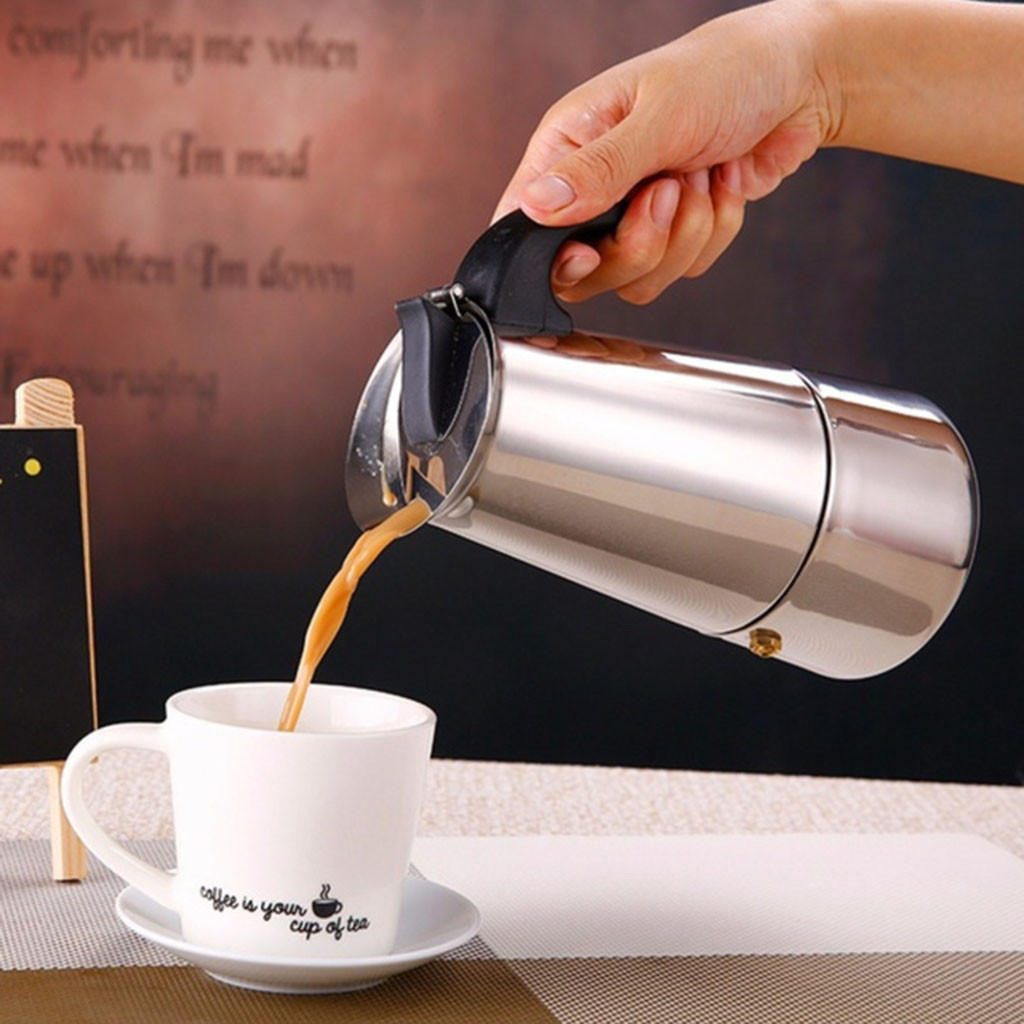 Stainless Steel Wide Bottom Home Coffee Pot Moka Espresso Maker Percolator Stove