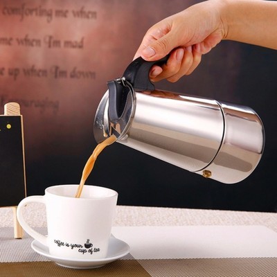 Stainless Steel Wide Bottom Home Coffee Pot Moka Espresso Maker Percolator Stove