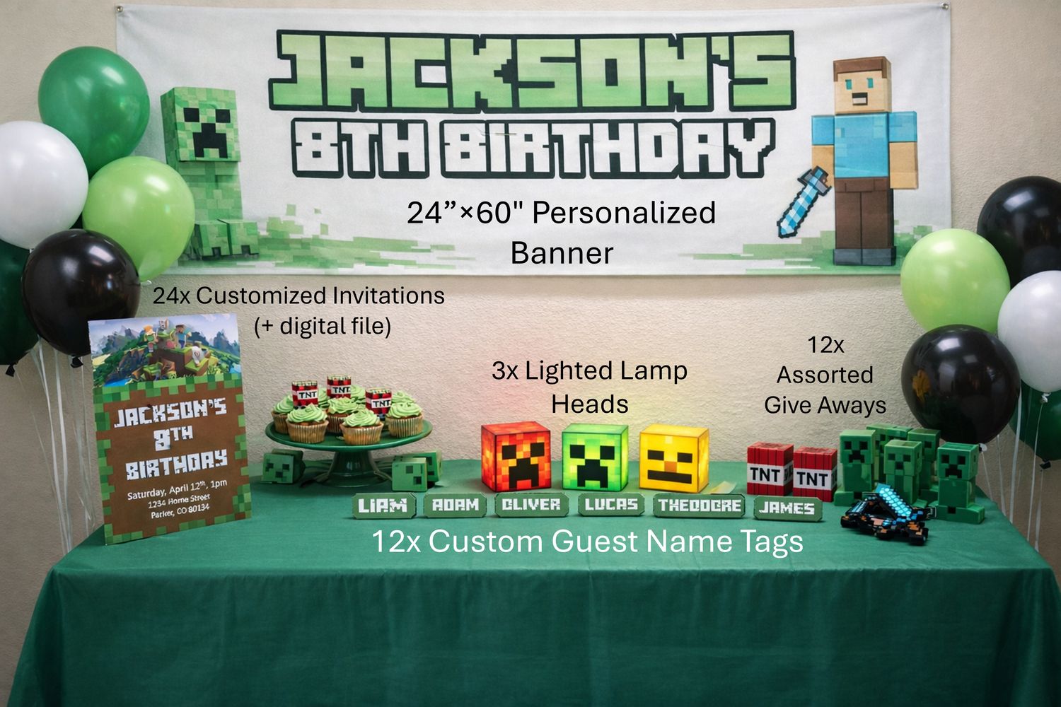 Personalized MC Themed Birthday Party Kit