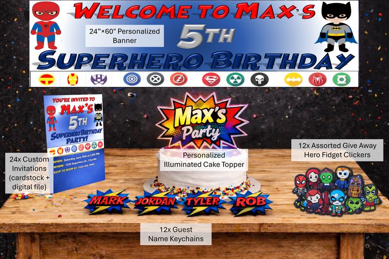 Personalized Super Hero Birthday Party Kit