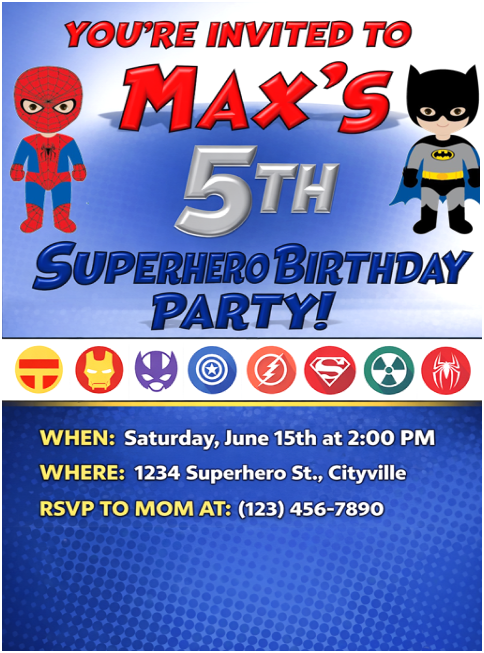 Personalized Super Hero Birthday Party Kit