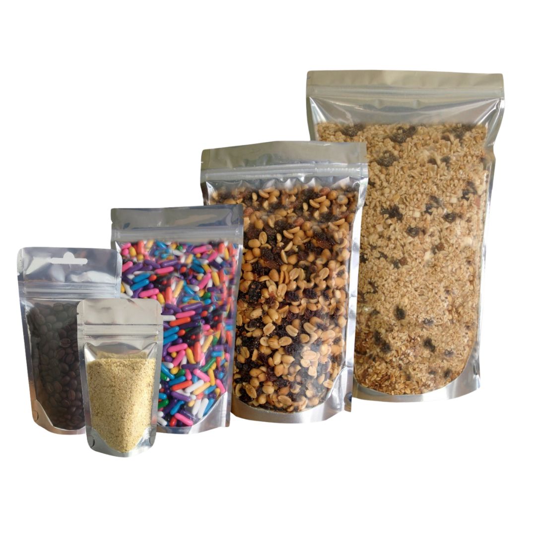 Metalised &amp; Clear Stand Up Pouches