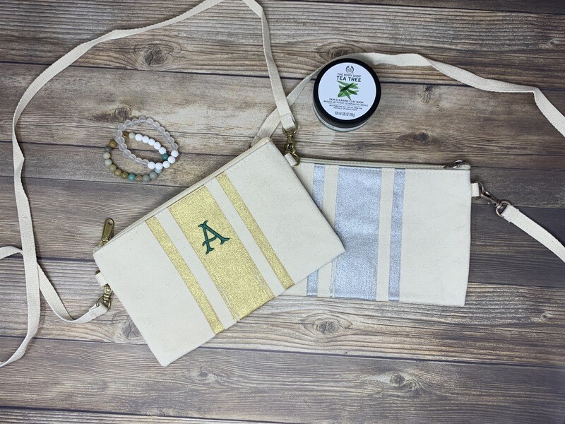 Brushed Canvas Stripe Crossbody (2 colors avail)