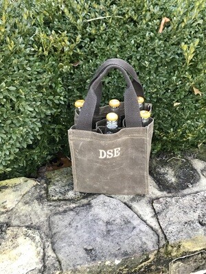 Monogrammed Waxed Canvas 6-Pack Beer Carrier