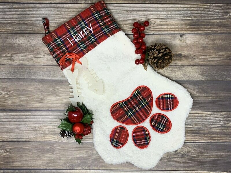 Personalized Plaid Pet Stocking