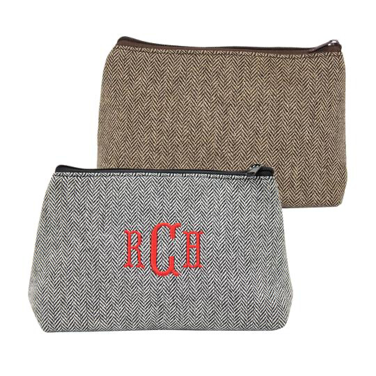 Herringbone Cosmetic Bag (Brown or Black avail)