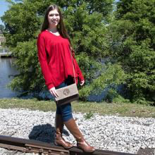 Monogrammed Herringbone Crossbody Bag (Brown or Black avail)