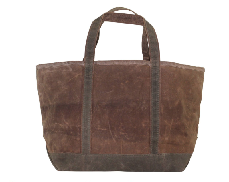 Monogrammed Waxed Canvas Medium Boat Tote (Khaki with Olive Trim)