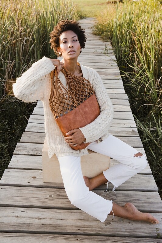2 in 1 Rope Netted Satchel (Two Colors available)