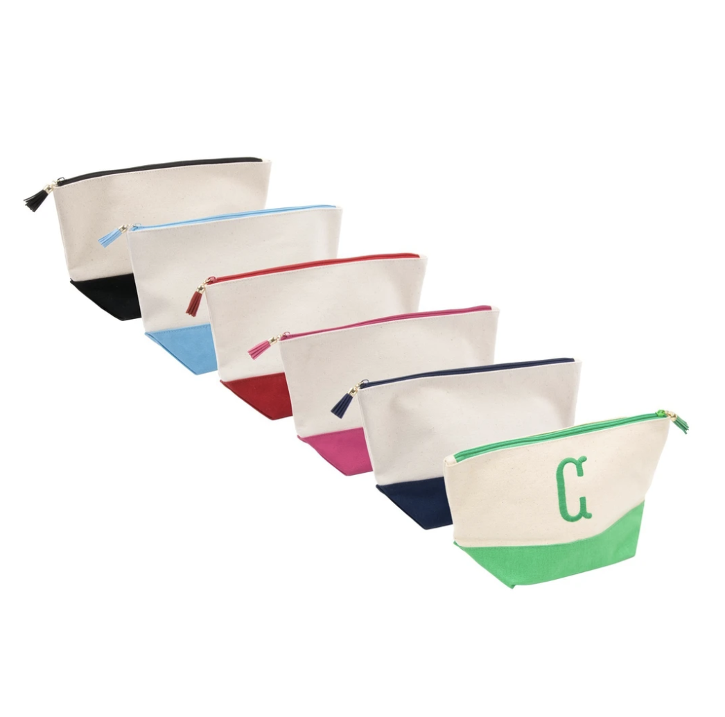 Canvas Tassel Cosmetic Pouch with Monogram/Name(4 colors avail)