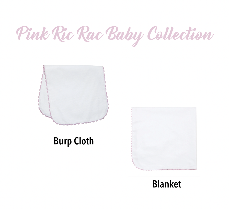 Pink Ric Rac Baby Collection (Burp Cloth & Blanket)