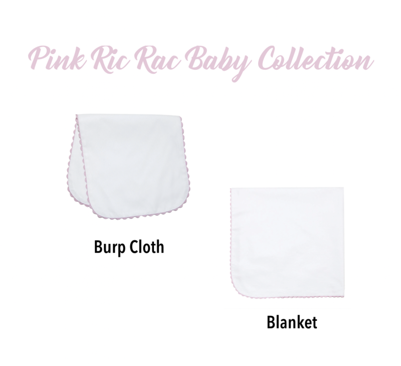 Pink Ric Rac Baby Collection (Burp Cloth & Blanket)