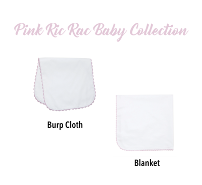 Pink Ric Rac Baby Collection (Burp Cloth & Blanket)