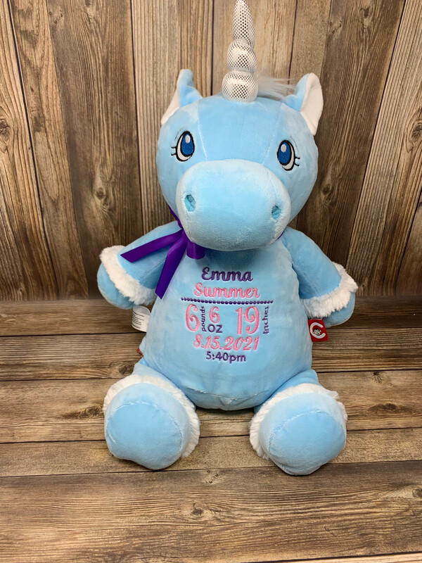 Blue Unicorn Stuffed Friend