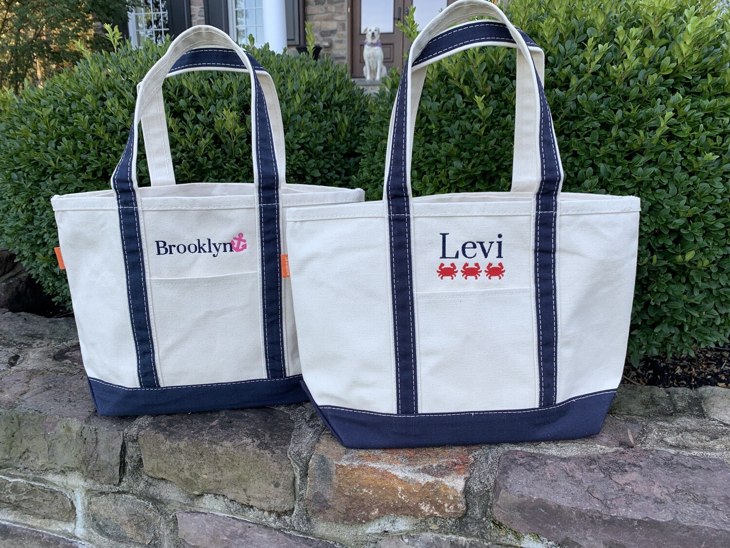 Medium Canvas Boat Tote w/graphic (4 colors)