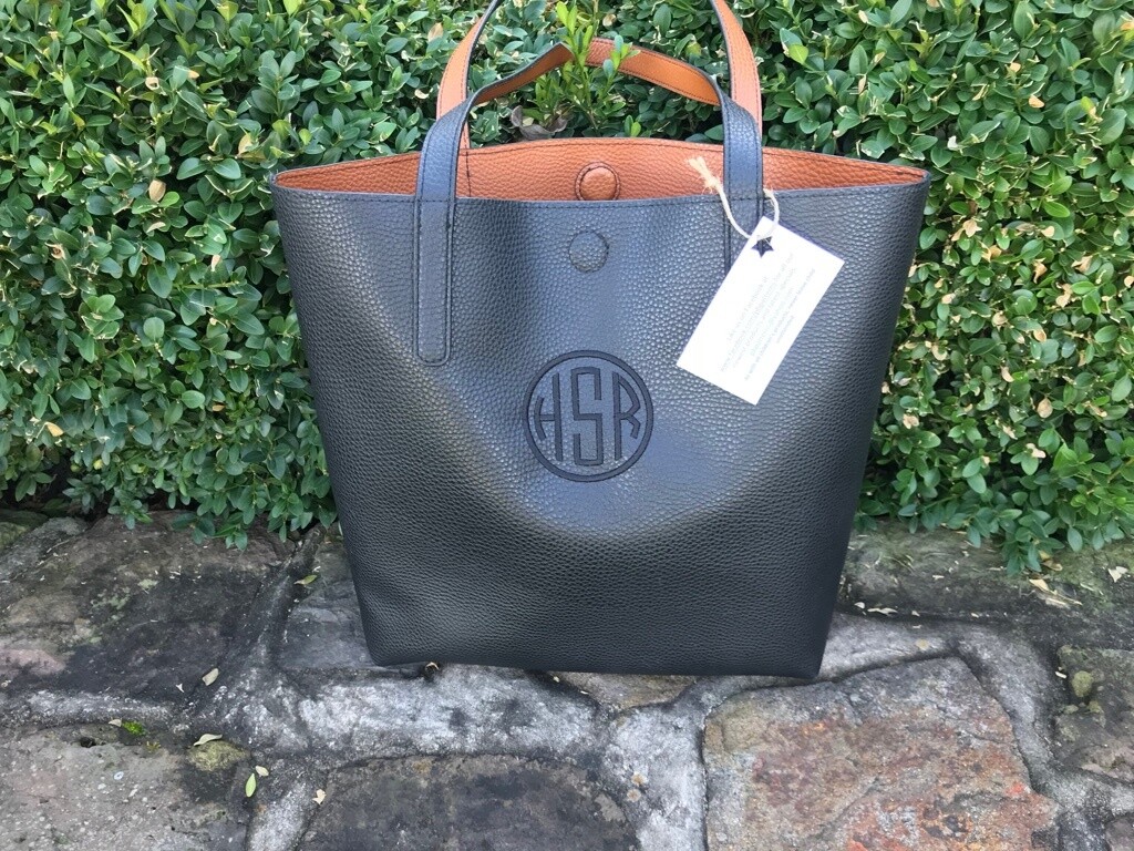 Reversible Black/Brown Vegan Leather Tote