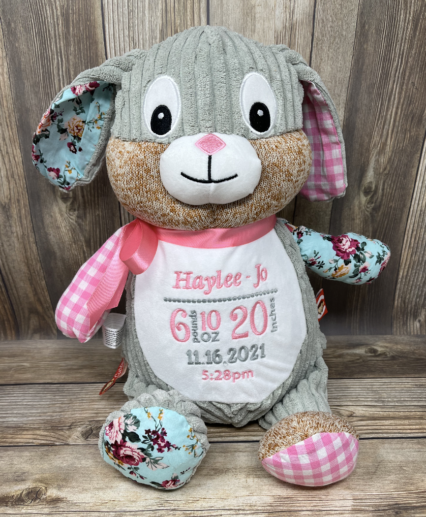 Harlequin Stuffed Bunny Pink